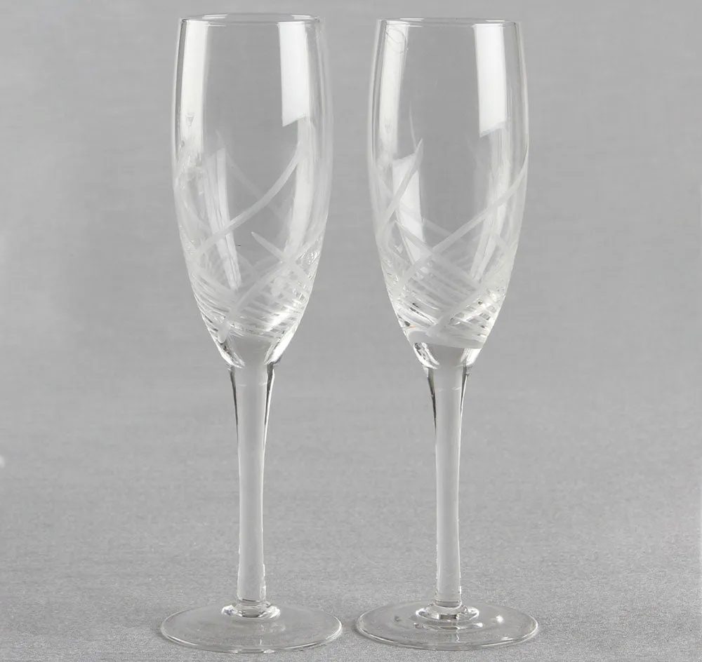 Etched Design Wedding Toasting Flutes