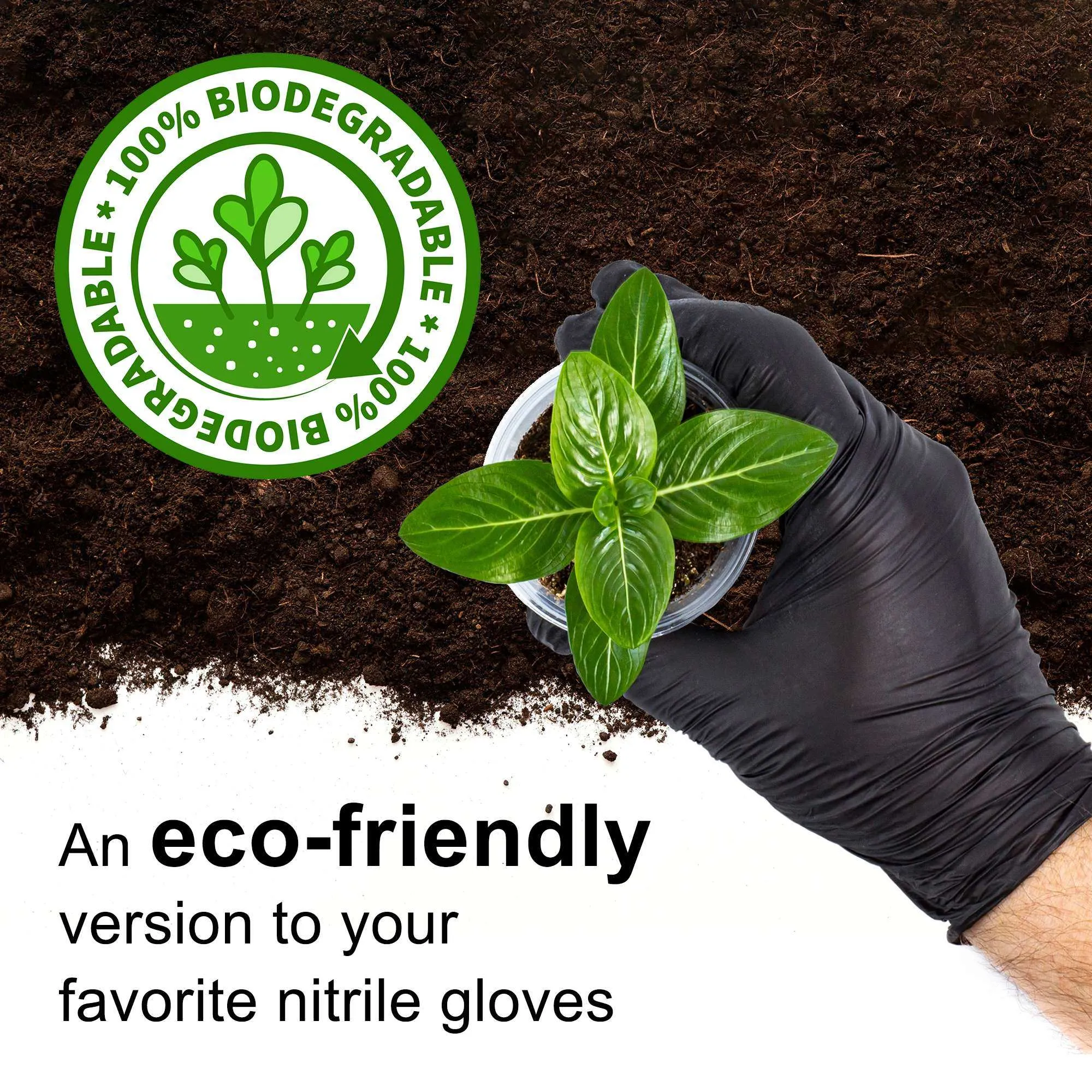 FifthPulse Biodegradable Gloves Latex-Free Powder Free Medical Exam Black