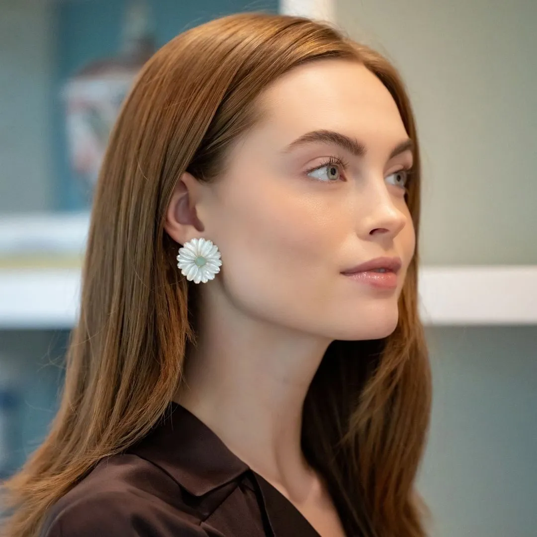 Fleur Aquamarine Earrings - Clip On
