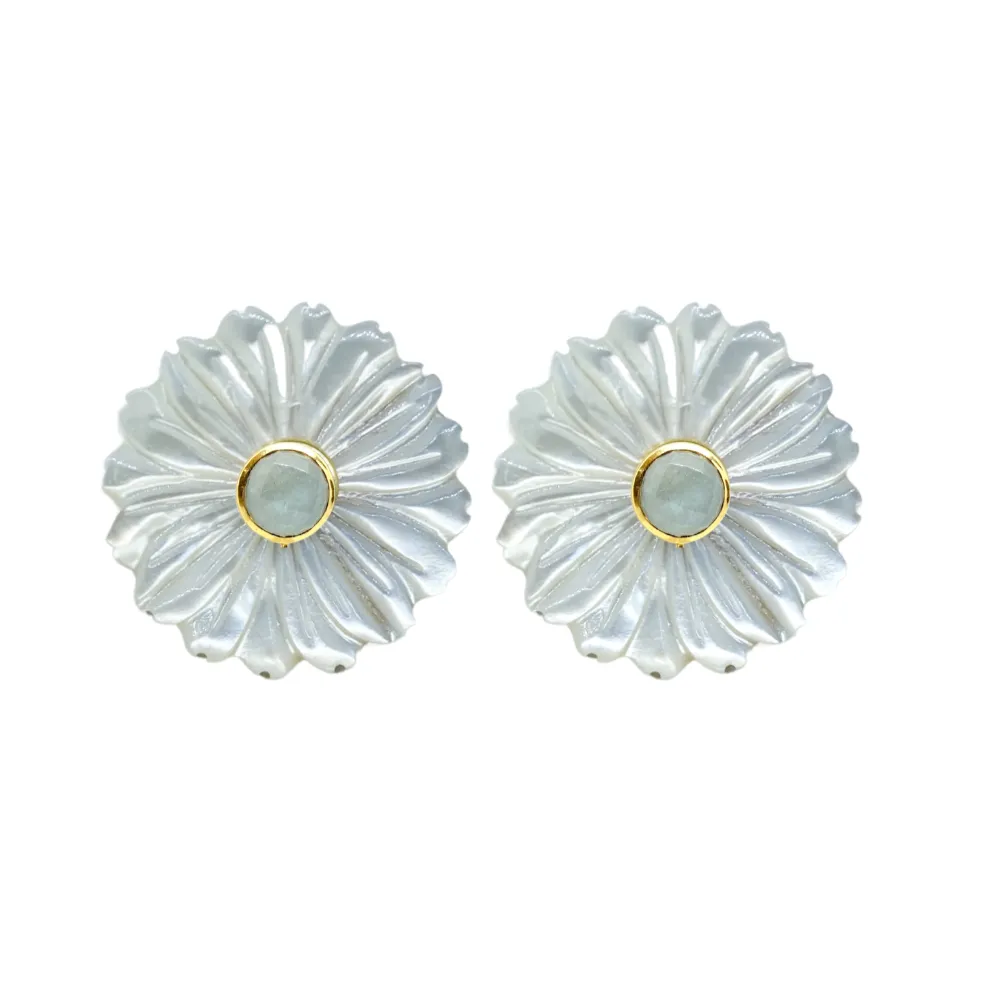 Fleur Aquamarine Earrings - Clip On