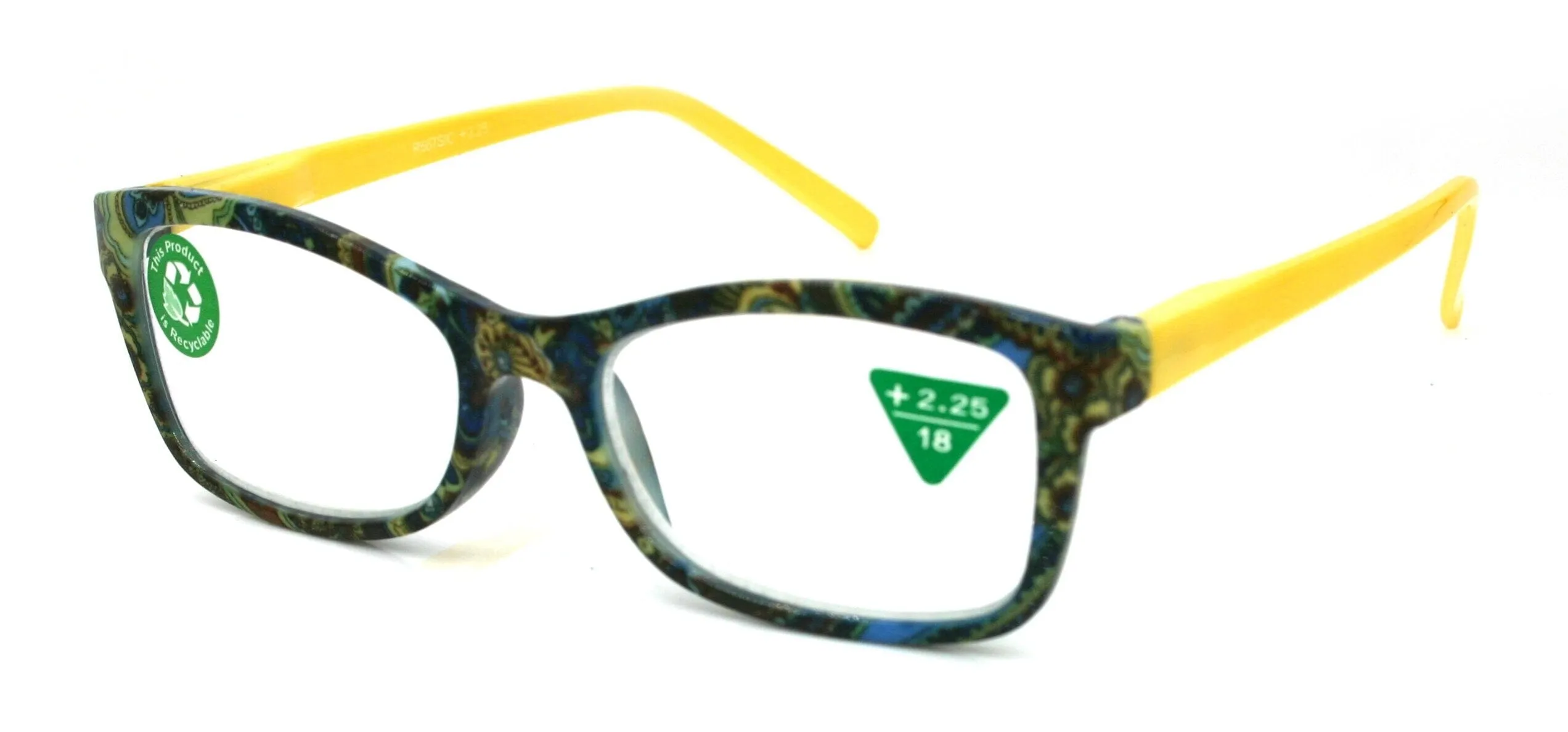 Frida, (Premium) Reading Glasses, High End Readers  1.25 ..  3 Magnifying Eyeglasses, Square Optical Frame (Yellow) Paisley. NY Fifth Avenue