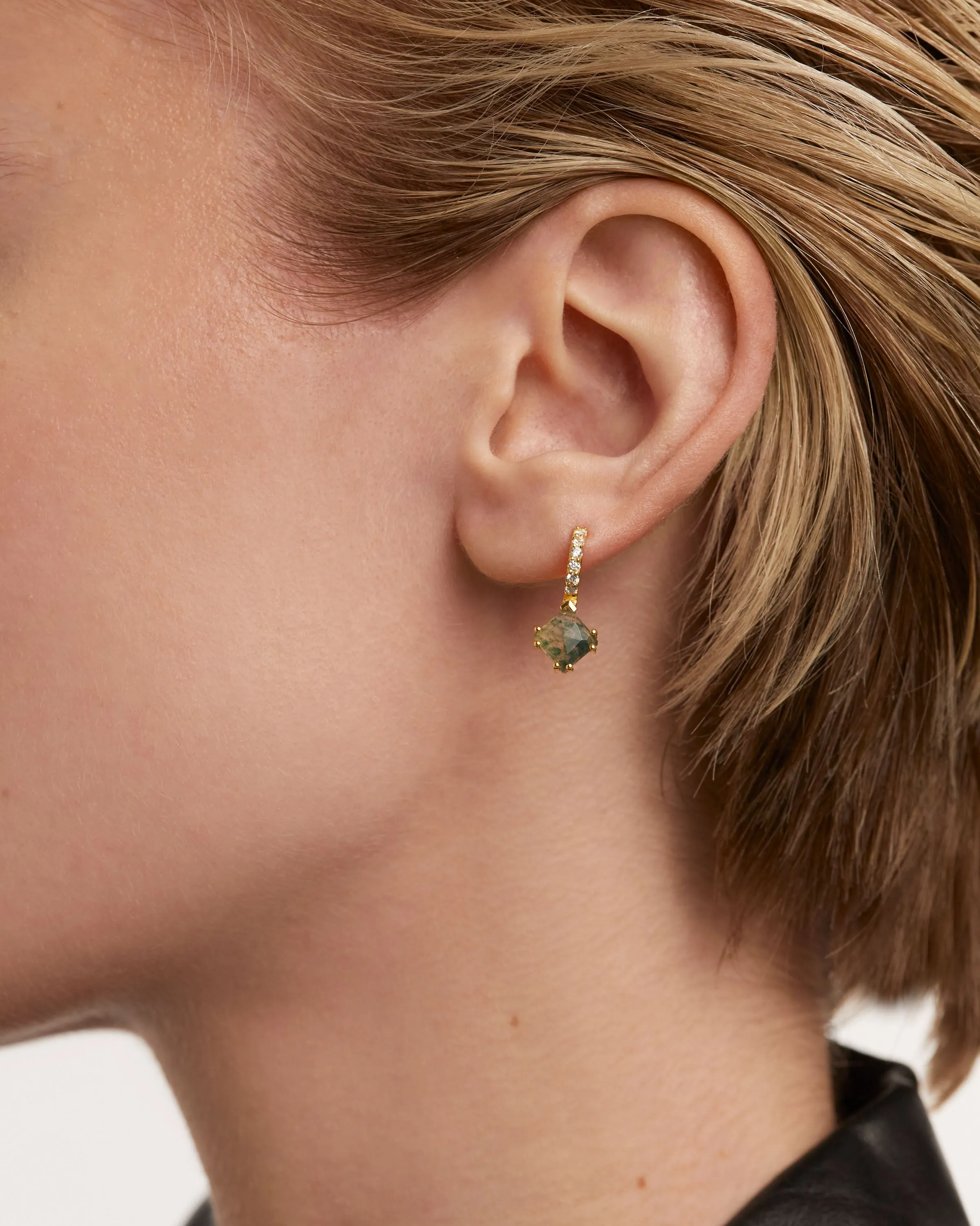 Fuji Moss Agate Single Earring