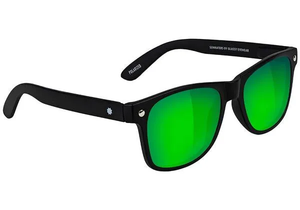Glassy Leonard Polarized Matte Black/Green Mirror