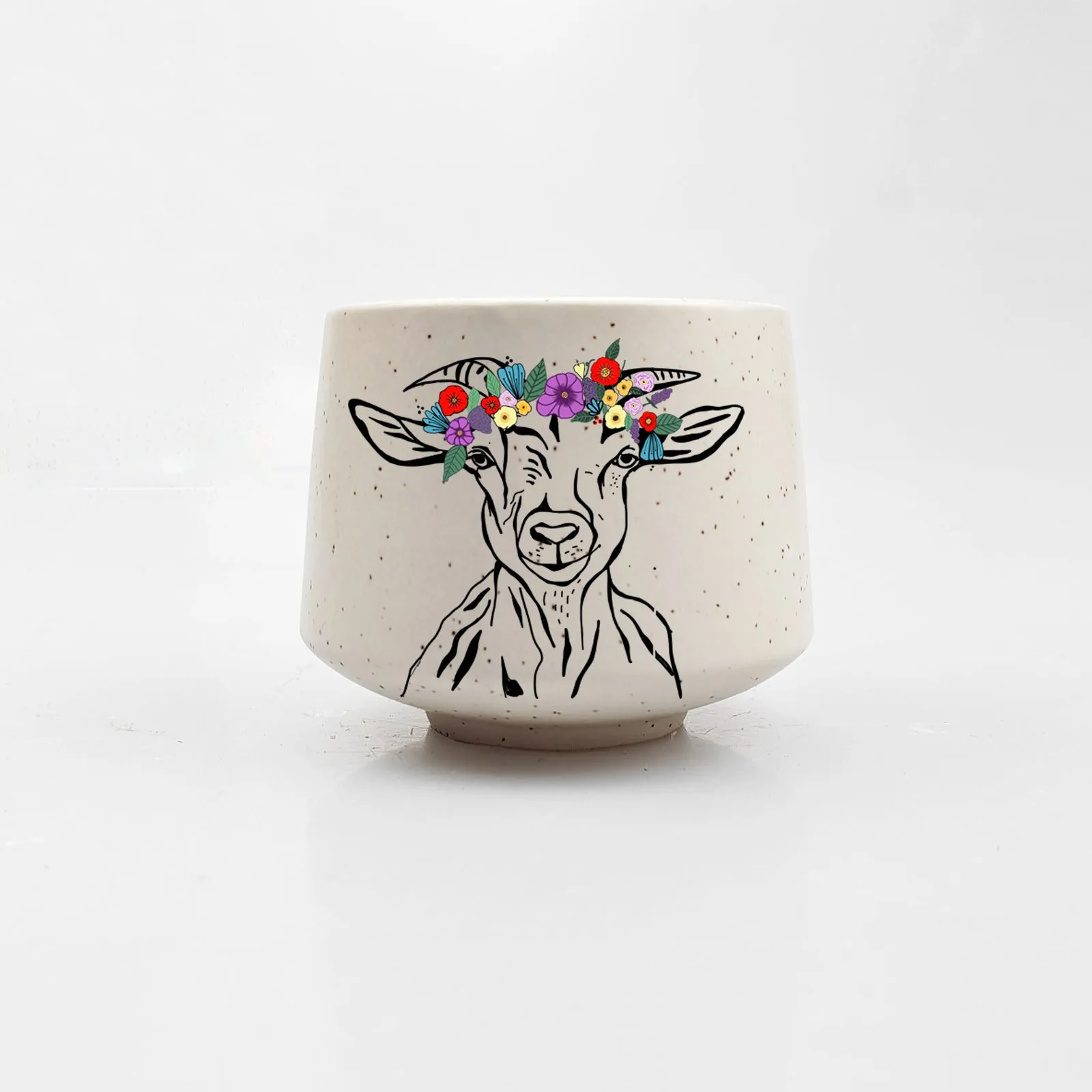 Goat Flower Crown Stoneware Cup