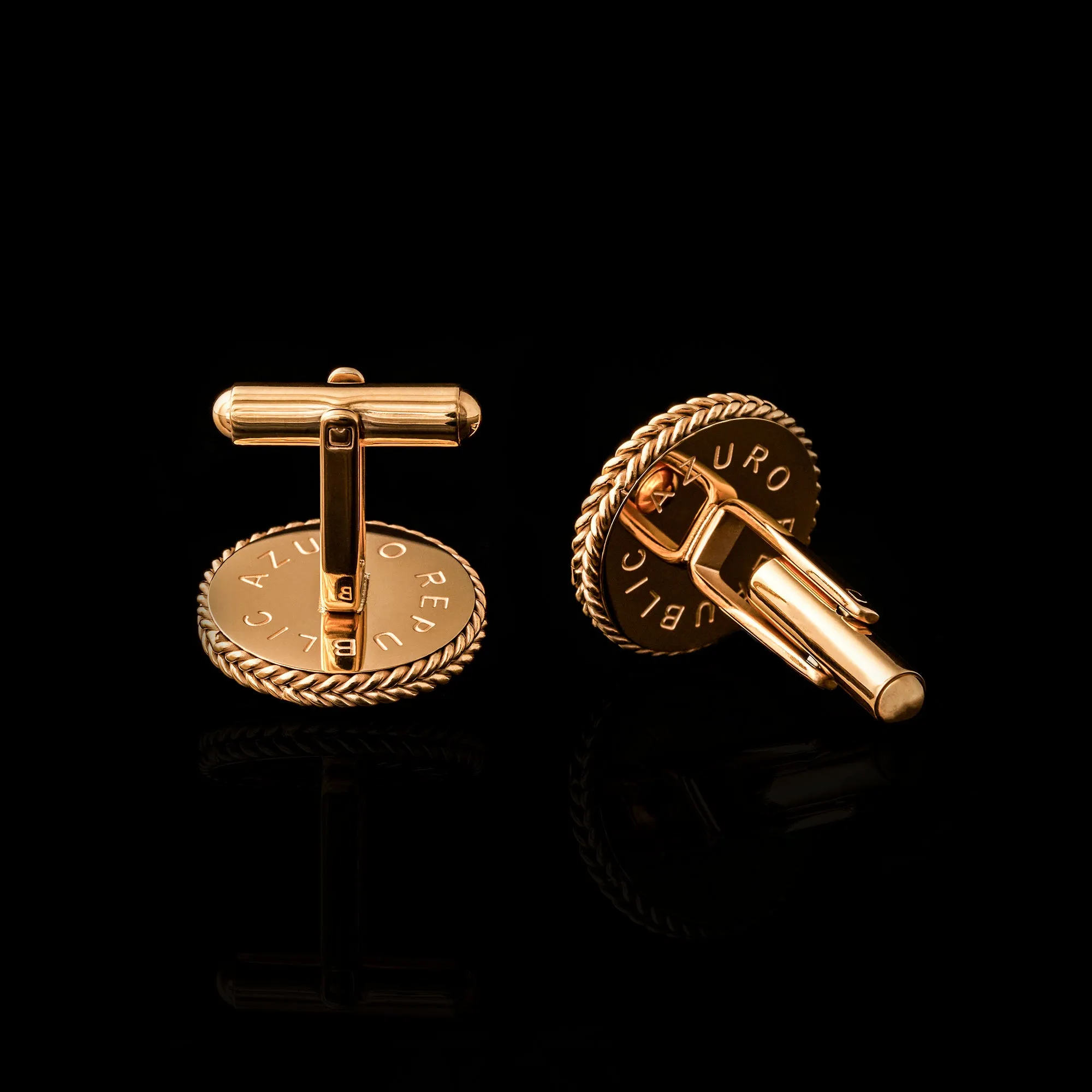 Gold Black Onyx Cufflinks | Leaf Cufflinks