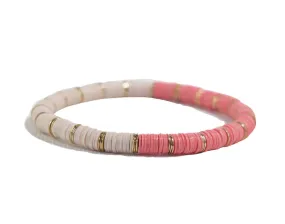 Grace Half And Half Color Block Stretch Bracelet Pink
