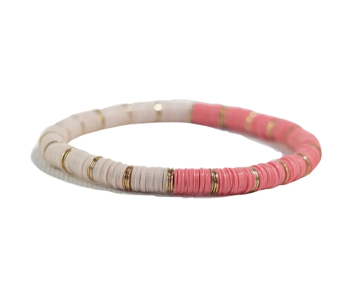 Grace Half And Half Color Block Stretch Bracelet Pink