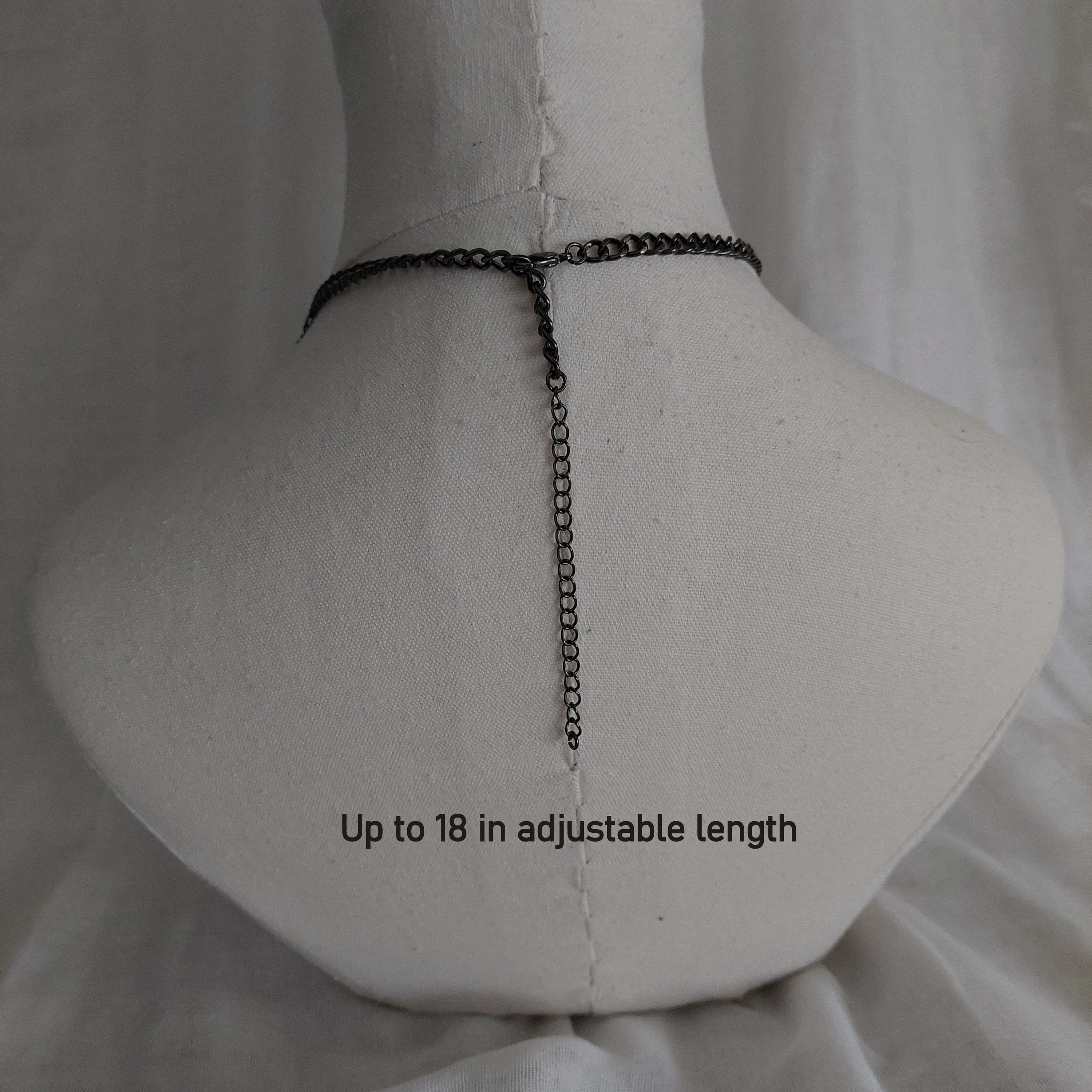 Gunmetal color high quality stainless steel  tassel red rhinestone statement necklace
