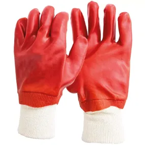 Hand Gloves Red PVC Dipped Gaunlet 10.5"