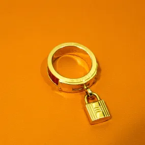 Hermes Kelly Gold/Red Leather Scarf Ring
