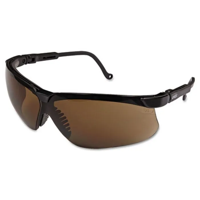 Honeywell Uvex Genesis S3201 Safety Glasses, Black Frame, Espresso Lens, Ultra-dura HC Coating, 1 Each