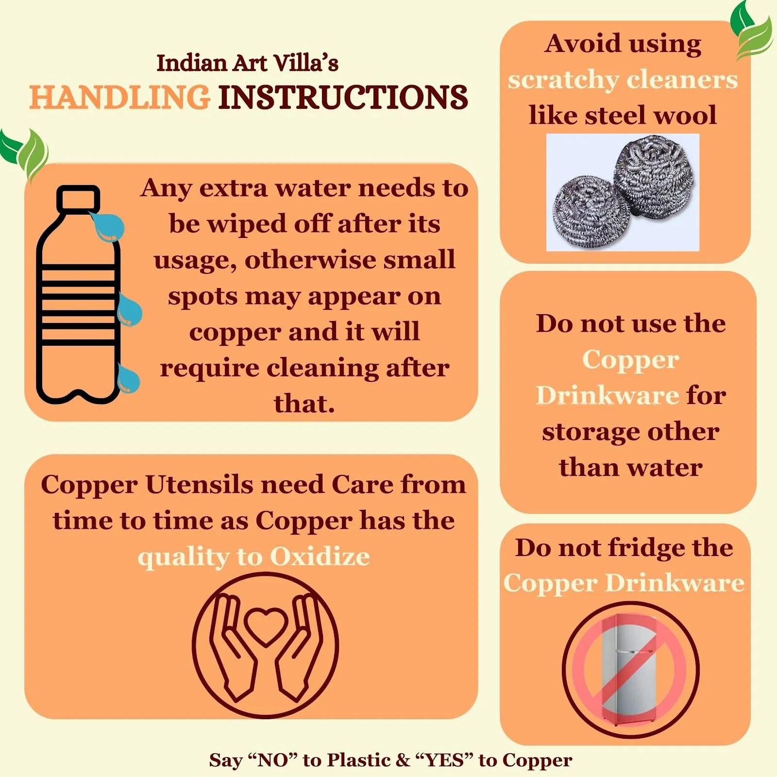 INDIAN ART VILLA Pure Copper Plain Glass with Luxury Design, Drinking Serving Water, Yoga Ayurveda, Volume-300 ml, Pack of 2