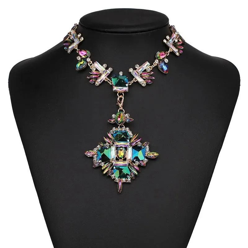 Iridescent Crystal Choker Necklace