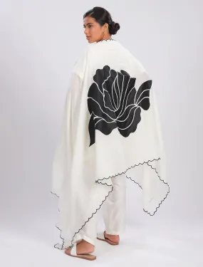 Ivory Bold  Abstract Floral Dupatta