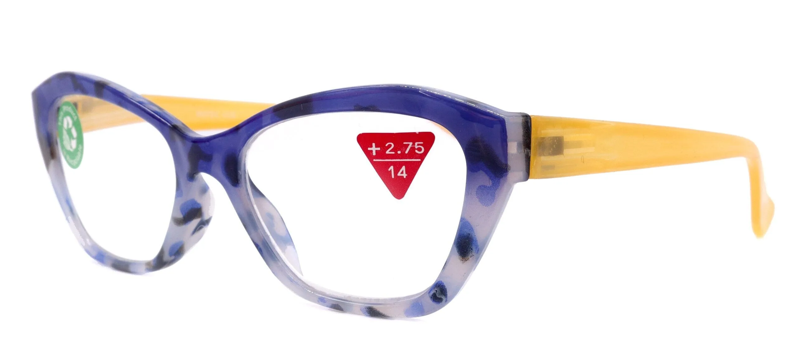 Jane, (Premium) Reading Glasses, High End Readers  1.25.. 3 Magnifying Glasses (Blue, Yellow) Cat Eye, NY Fifth Avenue