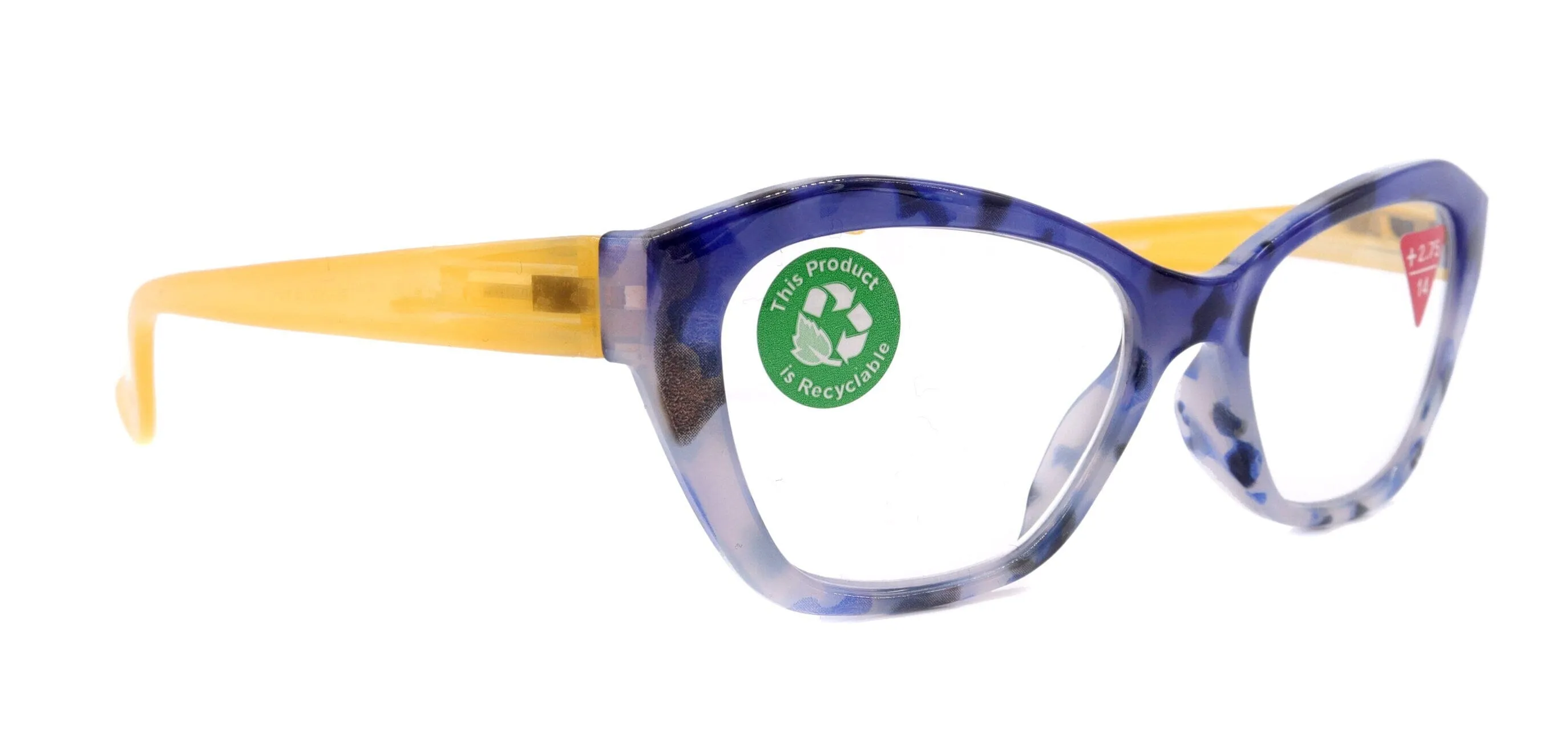 Jane, (Premium) Reading Glasses, High End Readers  1.25.. 3 Magnifying Glasses (Blue, Yellow) Cat Eye, NY Fifth Avenue