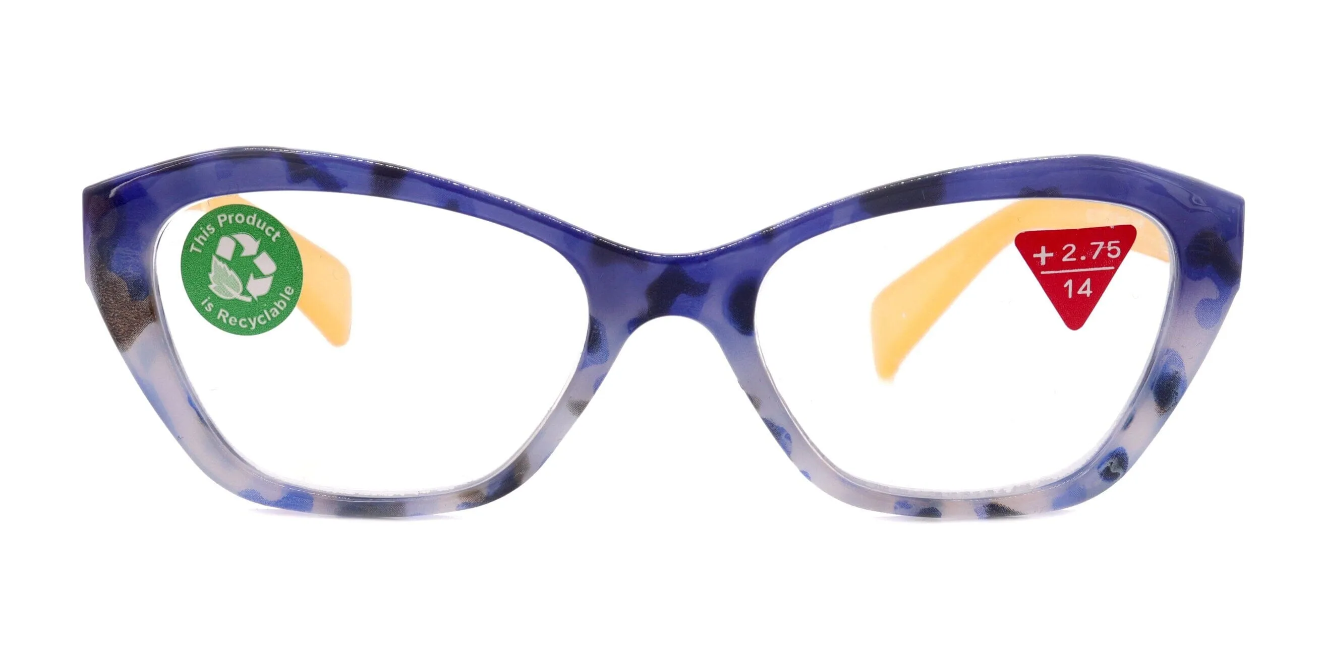 Jane, (Premium) Reading Glasses, High End Readers  1.25.. 3 Magnifying Glasses (Blue, Yellow) Cat Eye, NY Fifth Avenue