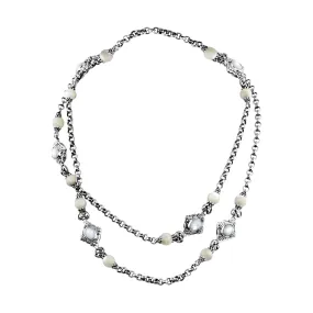 Konstantino Selene Silver Mother of Pearl and Pearl 6-Station Necklace