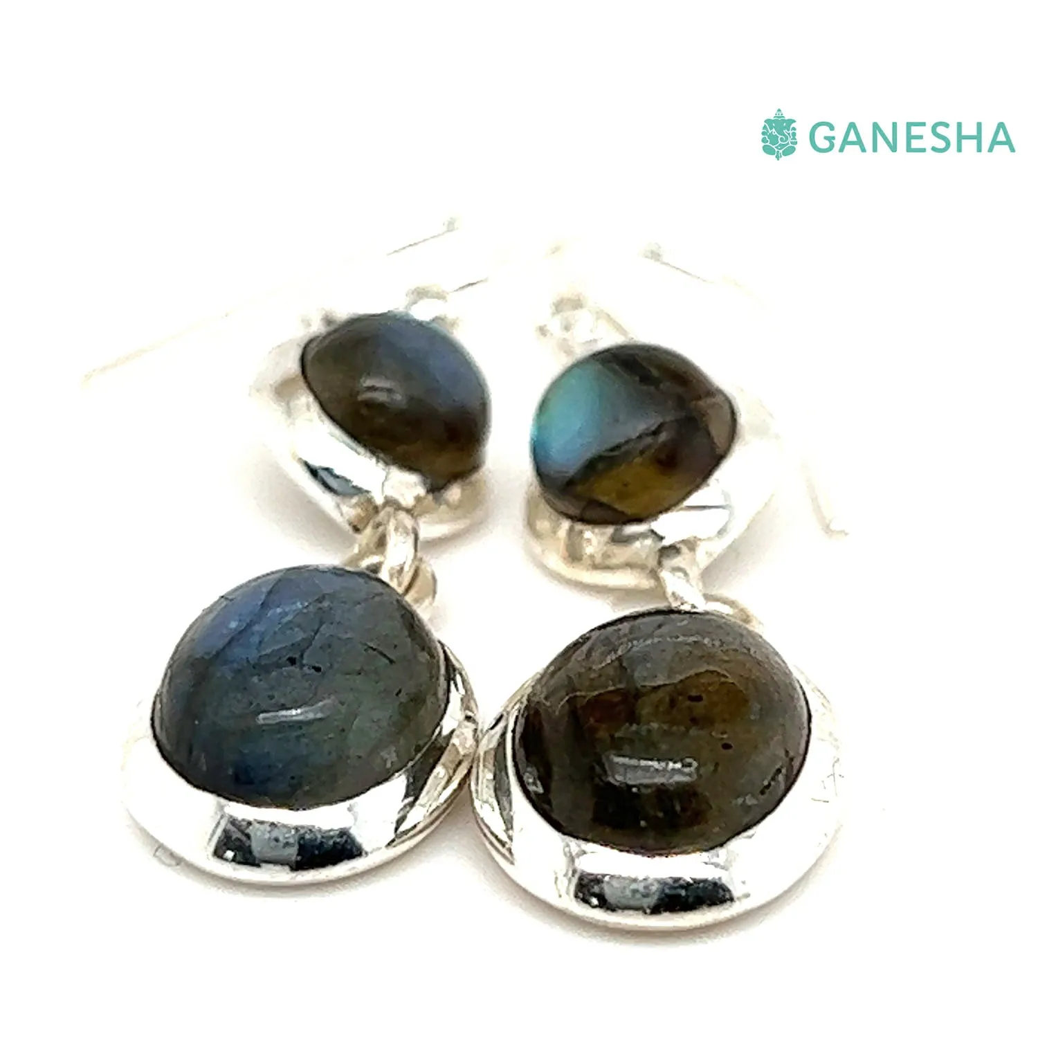 Labradorite Double-Drop Earrings (925) Sterling Silver on