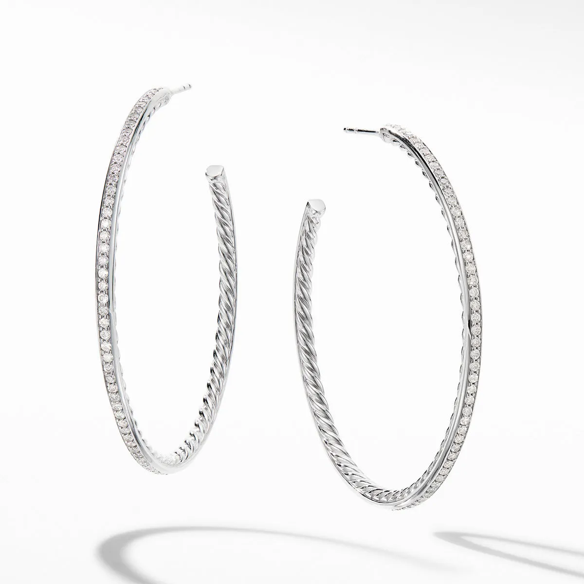 Large Hoop Earrings with Pave Diamonds