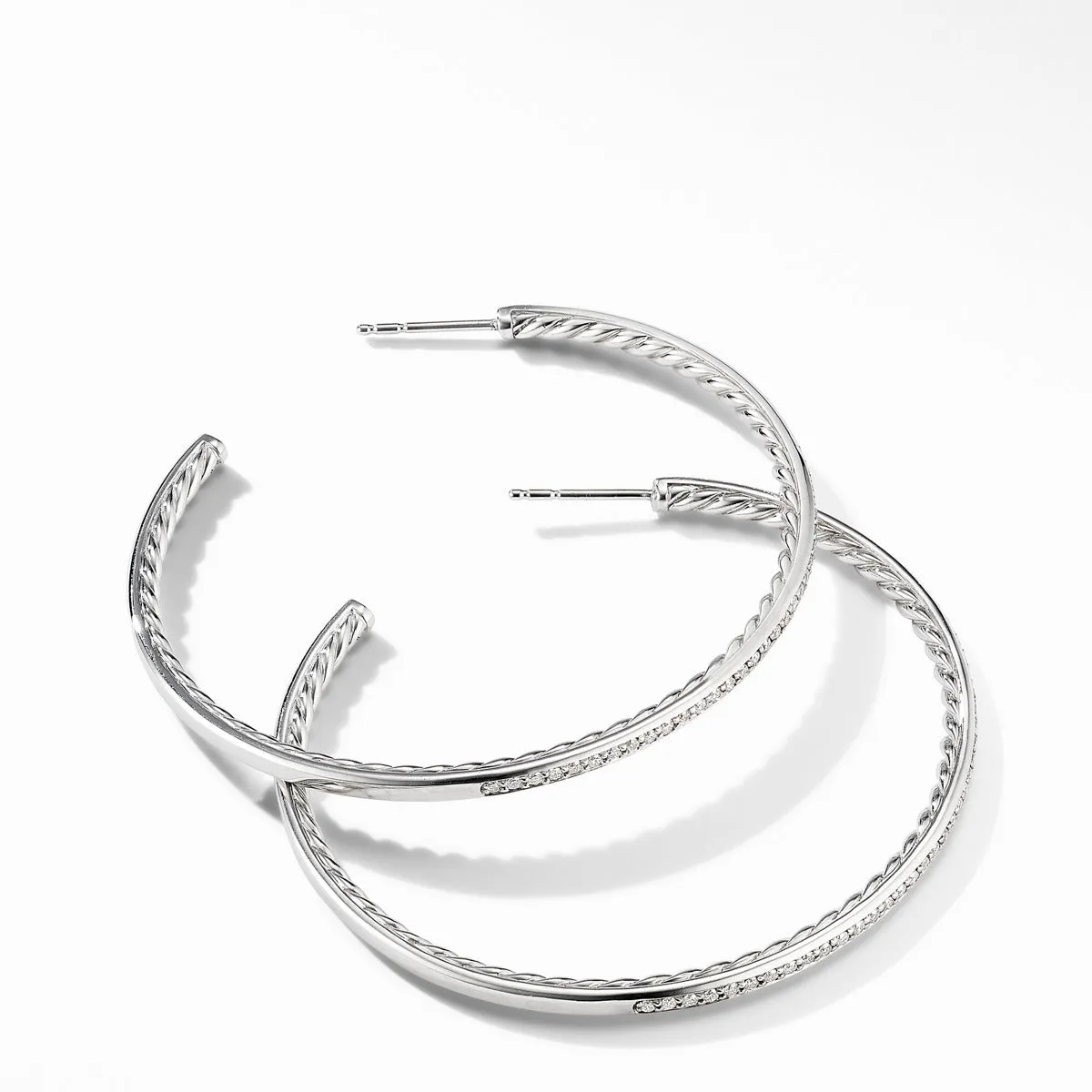 Large Hoop Earrings with Pave Diamonds