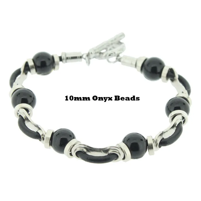 Leather Link & Bead Bracelet