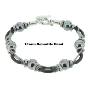 Leather Link & Bead Bracelet