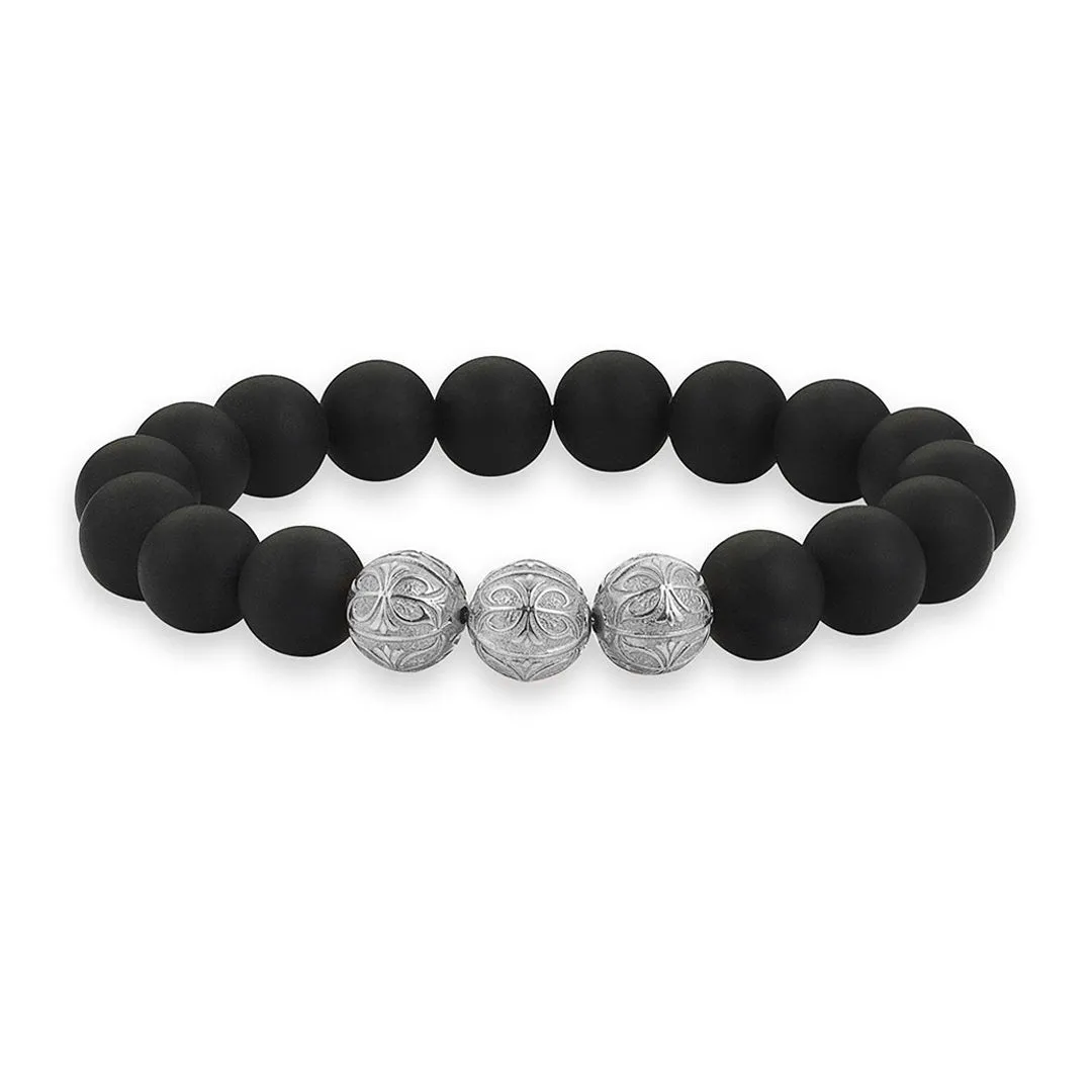 Matt Onyx Apex Beaded Bracelet - Gold