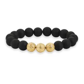 Matt Onyx Apex Beaded Bracelet - Gold