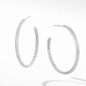 Medium Hoop Earrings with Pave Diamonds