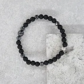 Mens Iron Ire Bracelet in Onyx and Antique Silver