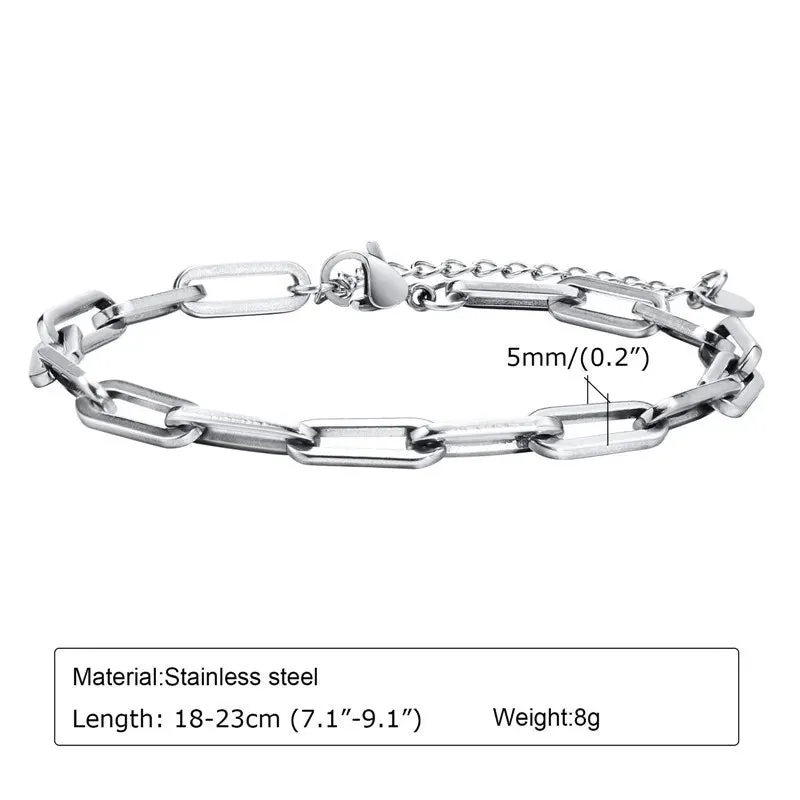 Modyle Punk Retro Silver Color Stainless Steel Link Chain Bracelets for Men New Fashion Male Jewelry Christmas Gifts