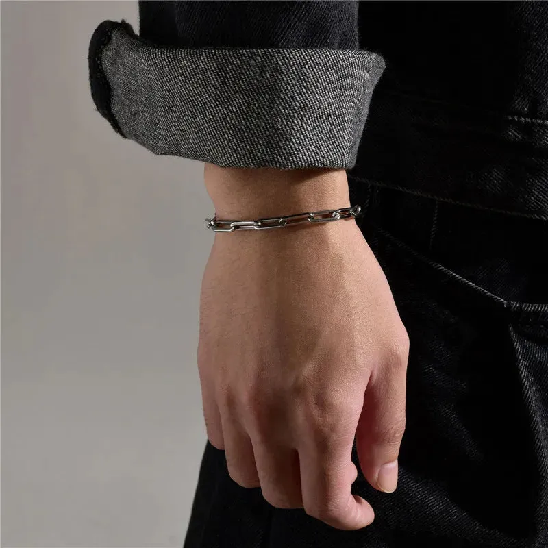 Modyle Punk Retro Silver Color Stainless Steel Link Chain Bracelets for Men New Fashion Male Jewelry Christmas Gifts
