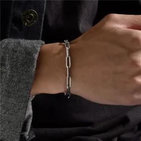 Modyle Punk Retro Silver Color Stainless Steel Link Chain Bracelets for Men New Fashion Male Jewelry Christmas Gifts