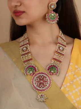 Multicolor Gold Plated Jadau Kundan Necklace Set - MS2106M