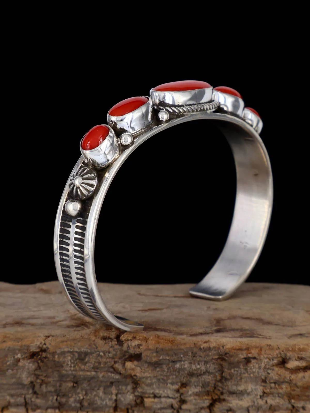 Native American Jewelry Natural Mediterranean Coral Cuff Bracelet