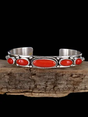 Native American Jewelry Natural Mediterranean Coral Cuff Bracelet