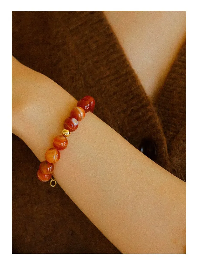 Natural Red  Agate Beaded Necklace