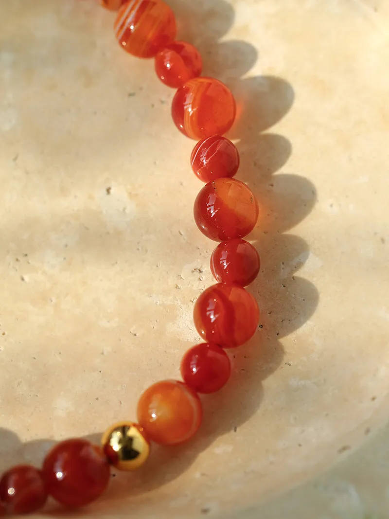Natural Red  Agate Beaded Necklace