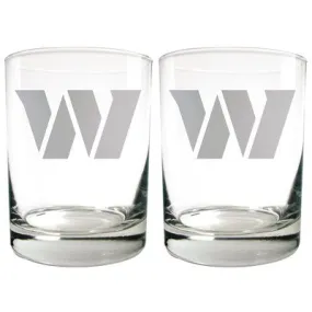 New - NFL Washington Commanders Laser Etched Rocks Glass Set - 2pc