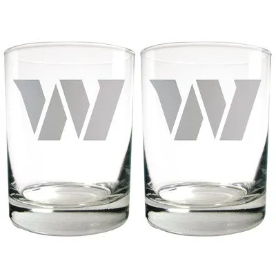 New - NFL Washington Commanders Laser Etched Rocks Glass Set - 2pc