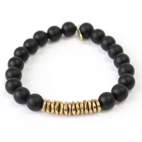 Onyx Crystal Bracelet | Matte   Brass Row