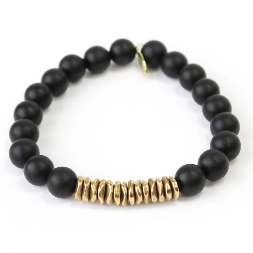 Onyx Crystal Bracelet | Matte   Brass Row