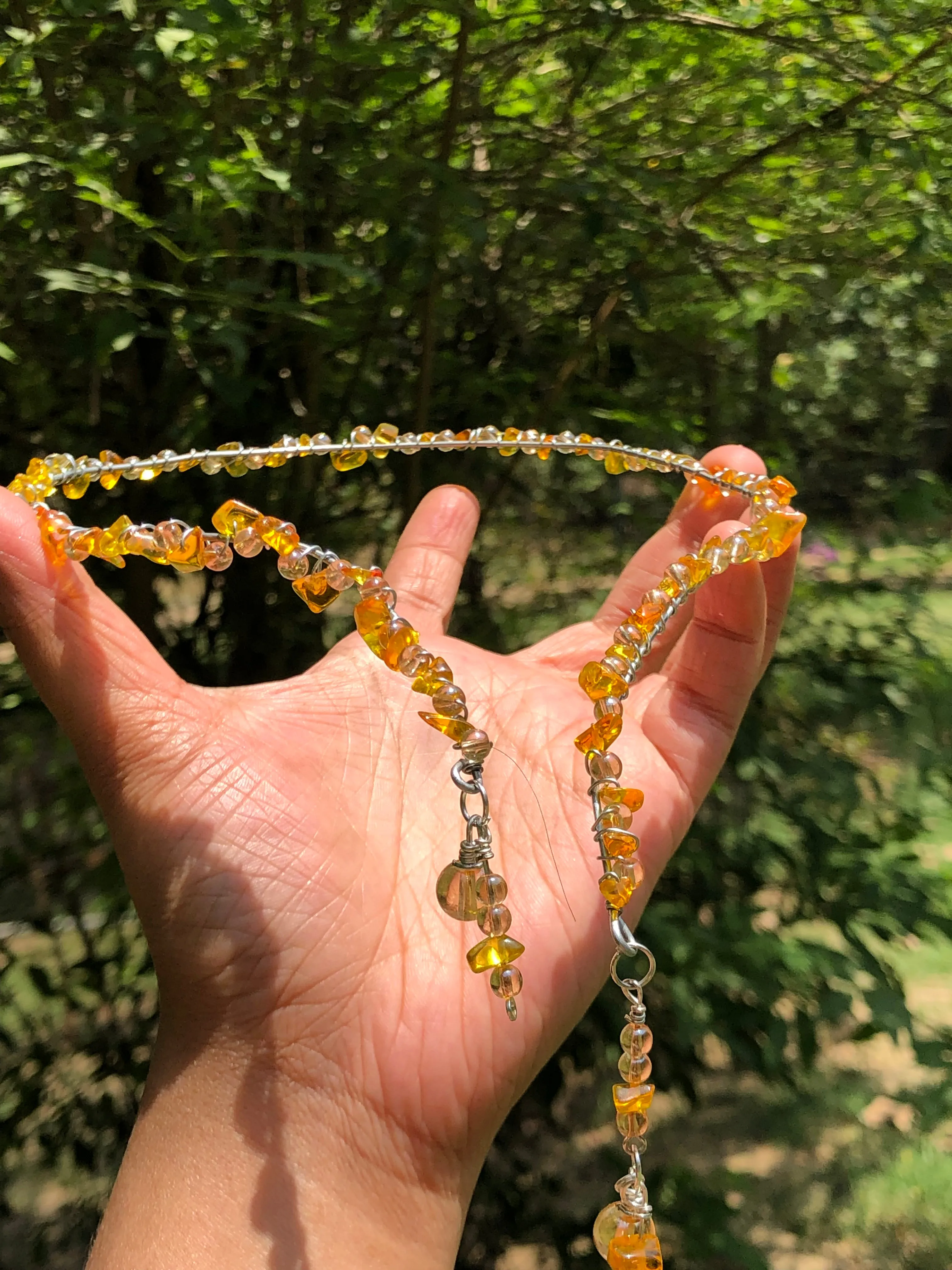 Orange sea beads choker necklace
