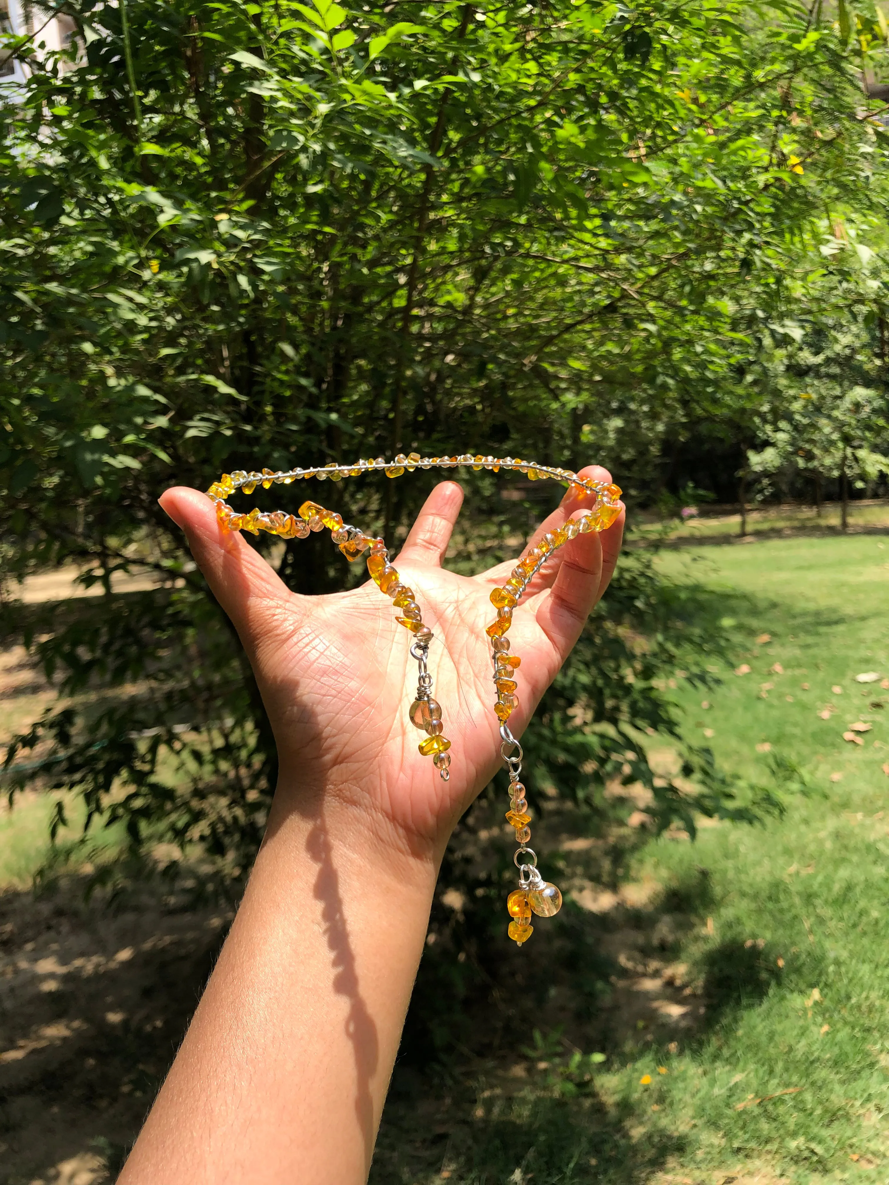 Orange sea beads choker necklace