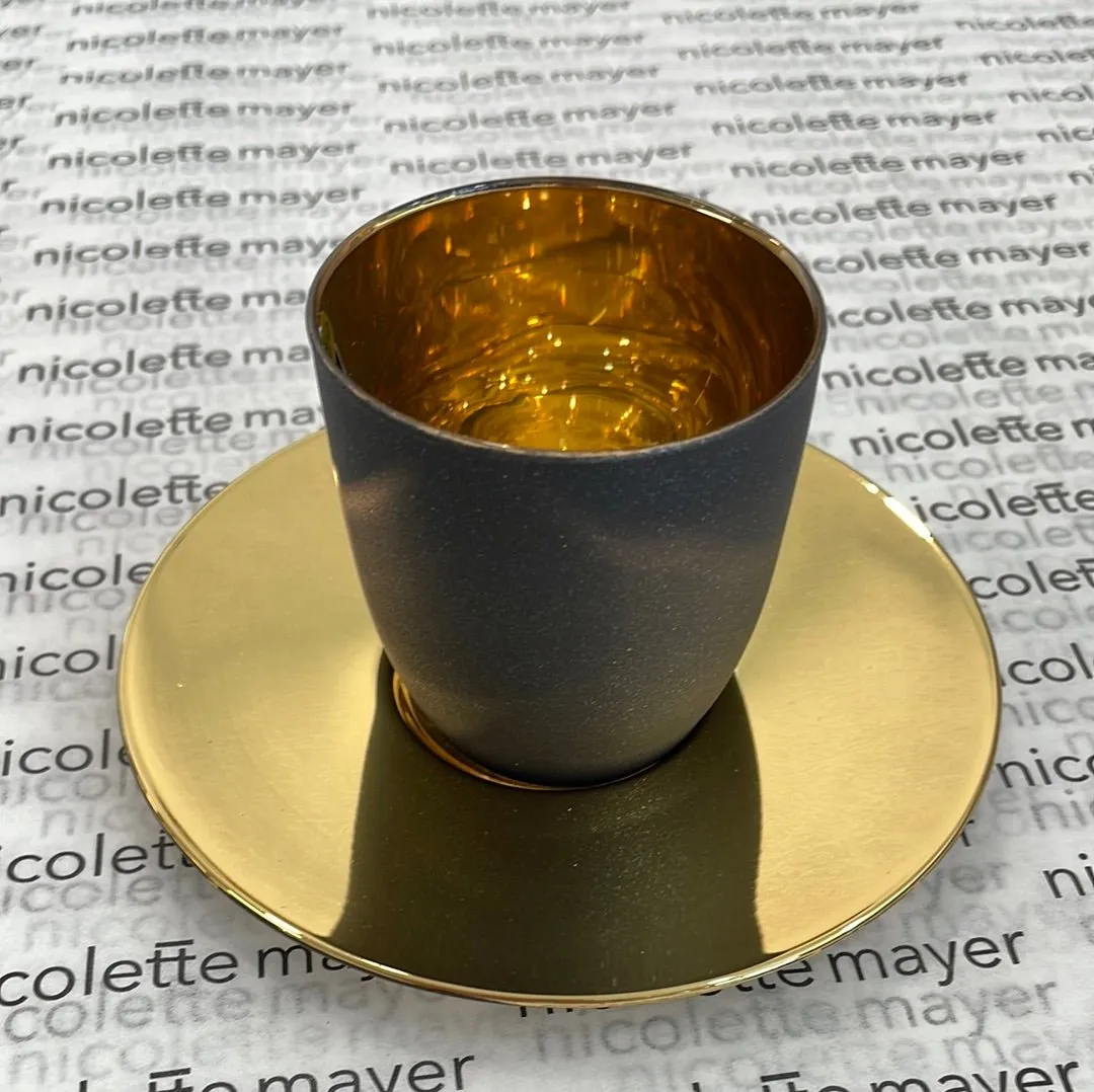 ORO24k Crystal 24k Espresso Cup and Gold Saucer