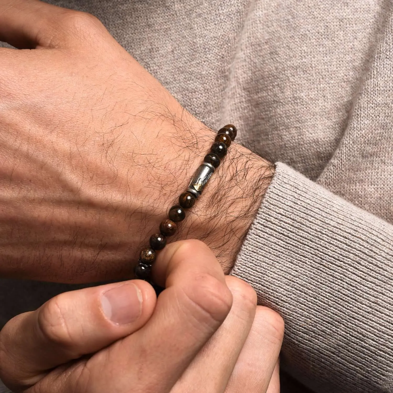 OUR LADY OF GRACE BRACELET - BRONZITE AND SILVER