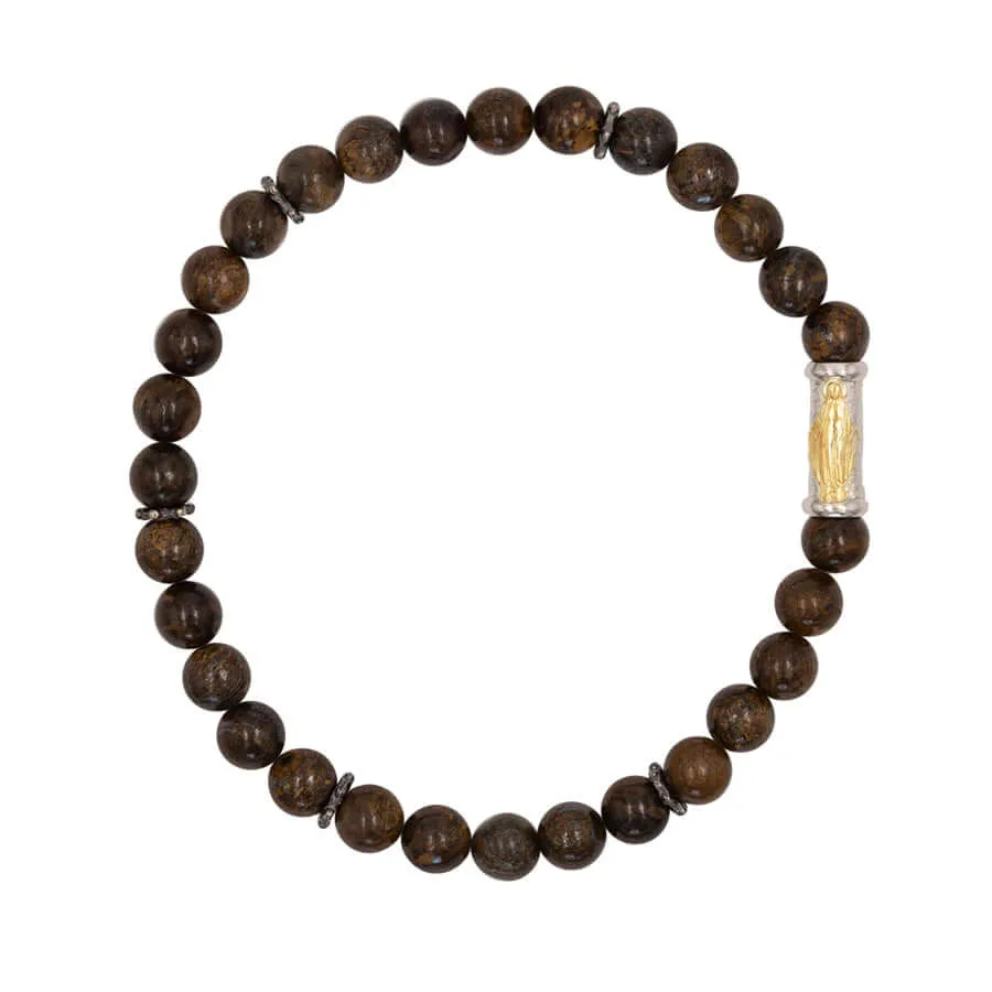 OUR LADY OF GRACE BRACELET - BRONZITE AND SILVER