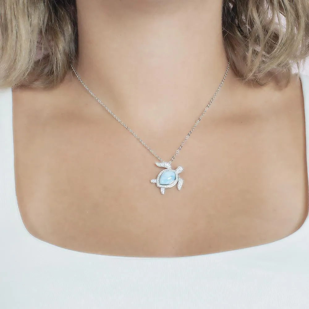 Pavé Larimar Maui Honu Pendant
