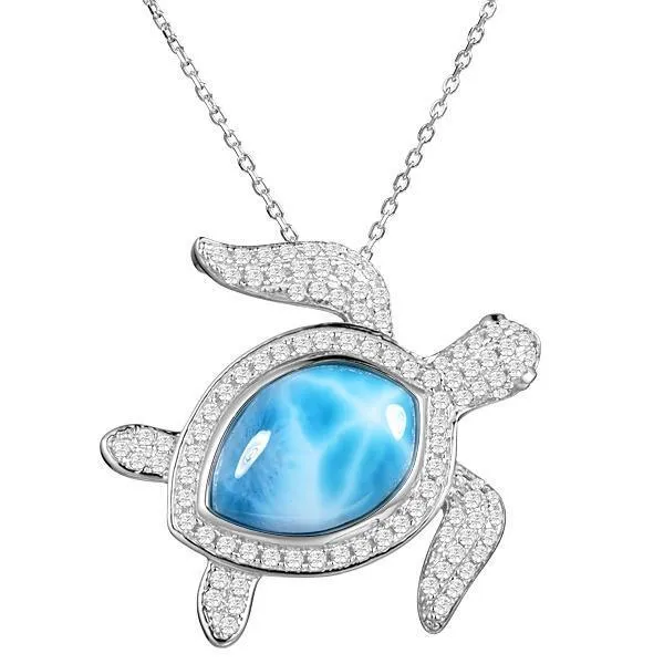 Pavé Larimar Maui Honu Pendant